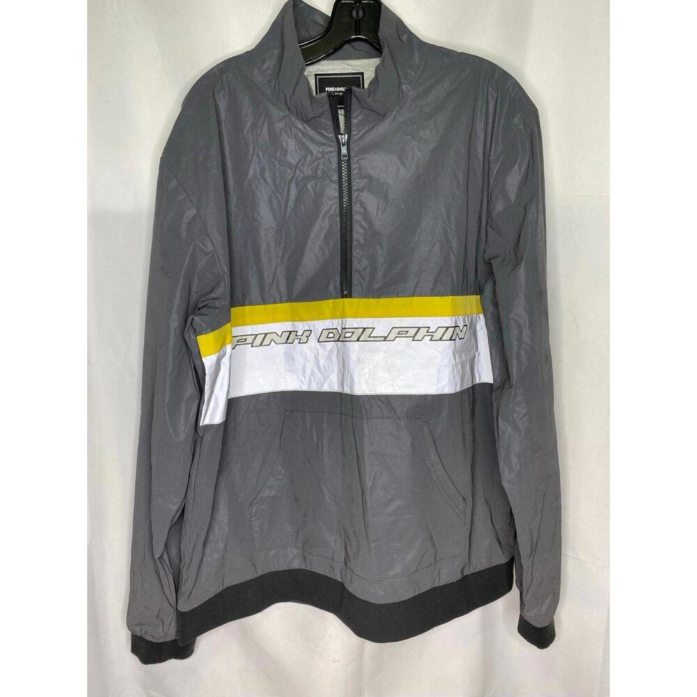 Pink Dolphin 1/4 Zip Windbreaker Gray Reflective Size Large